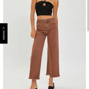 Risen wide leg high rise crop jean